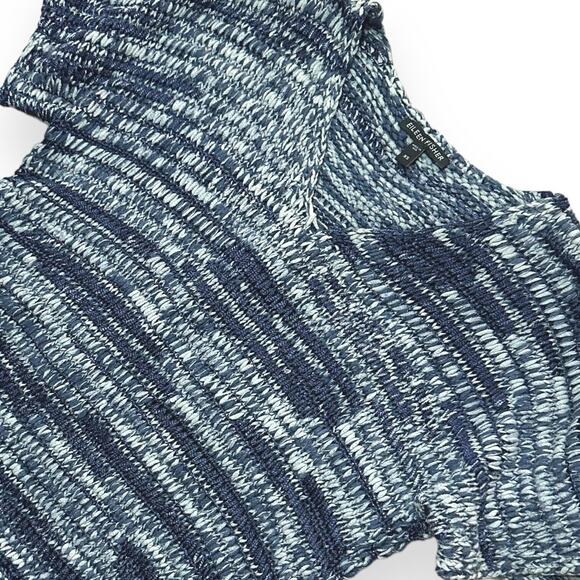 EILEEN FISHER Sweater Top Crochet Style V-Neck Soft Lightweight Cozy Indigo Blue - Picture 8 of 12